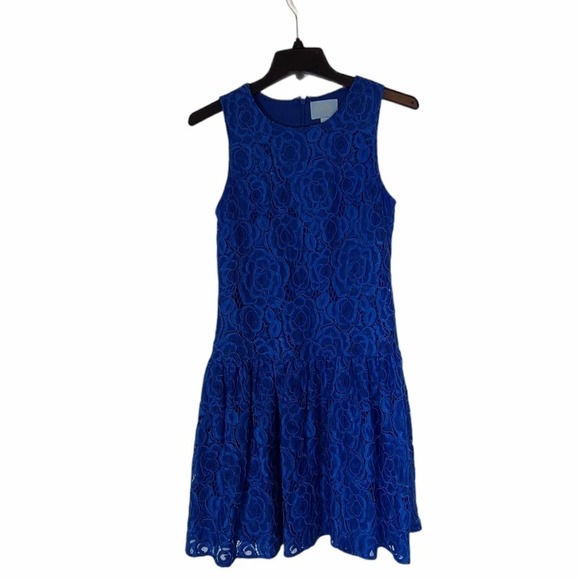 CeCe Blue Lace Fit & Flare Mini Dress Size 2 Preowned - Picture 6 of 9